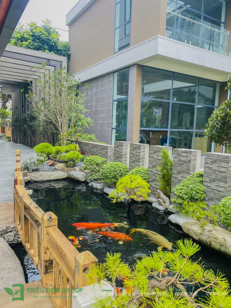 Thiết kế hồ cá Koi ngoài trời – Xu hướng sân vườn đẳng cấp 2025 5 Thiết kế thi công sân vườn trọn gói tại hà nội