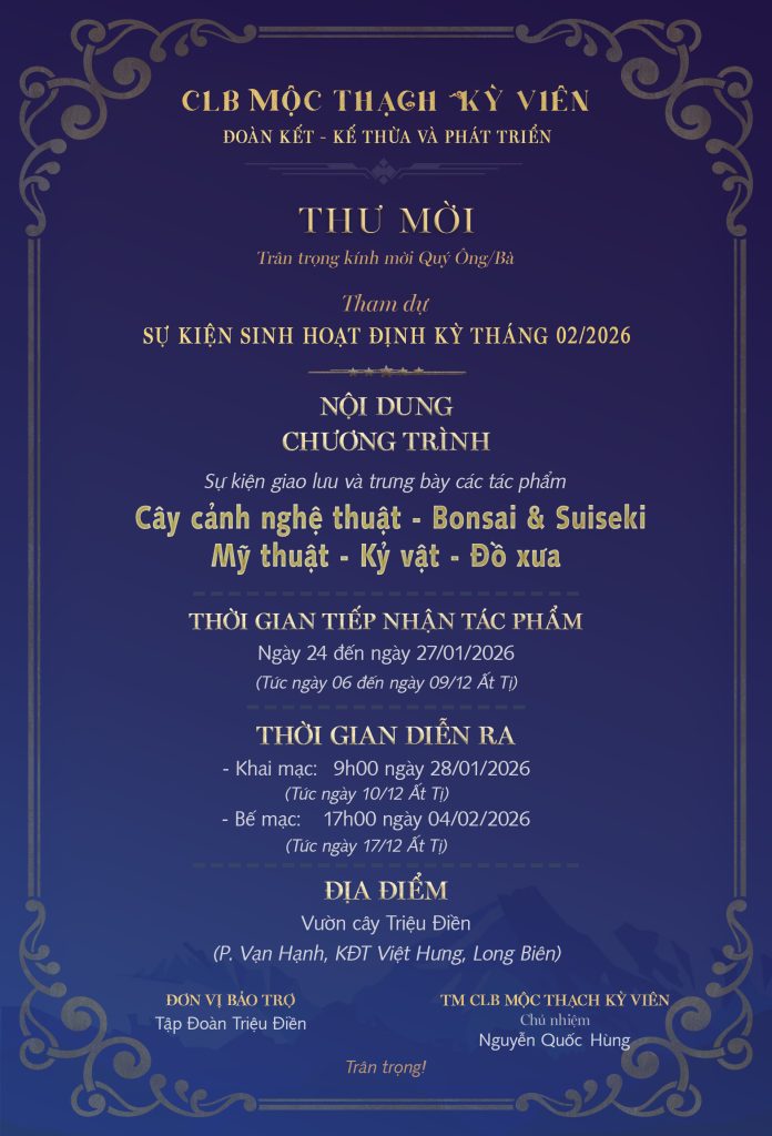 Triển lãm cây cảnh - CLB Mộc Thạch Kỳ Viên sinh hoạt định kỳ Tháng 2/2026 3 Thiết kế thi công sân vườn trọn gói tại hà nội