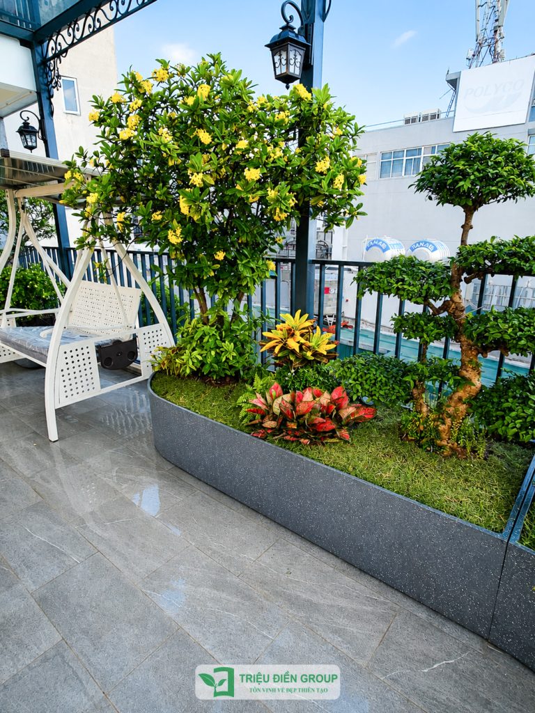 Cảnh quan sân vườn trên sân thượng – Không gian xanh cho cuộc sống hiện đại 11 Thiết kế thi công sân vườn trọn gói tại hà nội