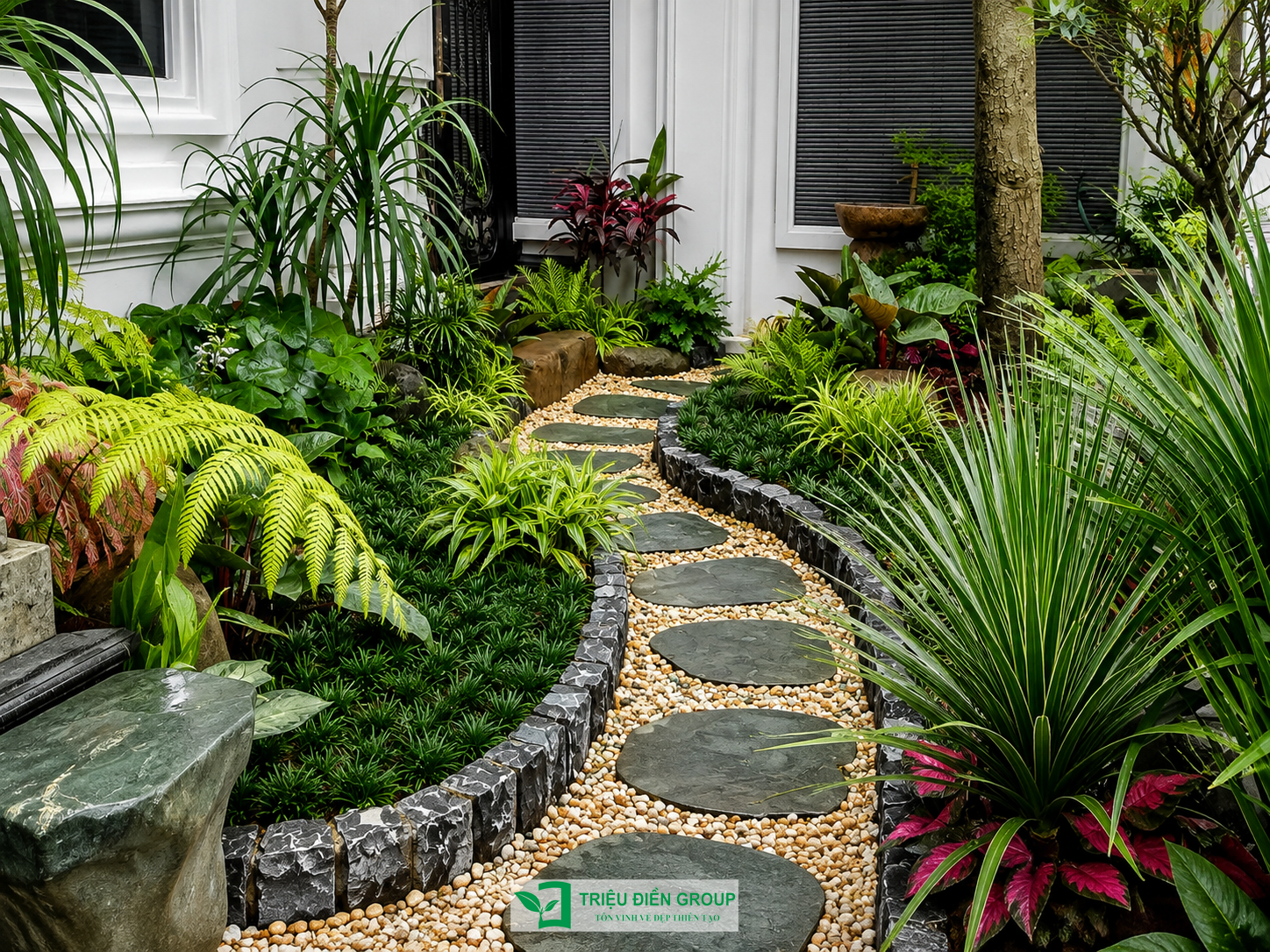 Mẫu sân vườn biệt thự tại Tulip – Vinhomes Riverside: Thiết kế cảnh quan nâng tầm không gian sống