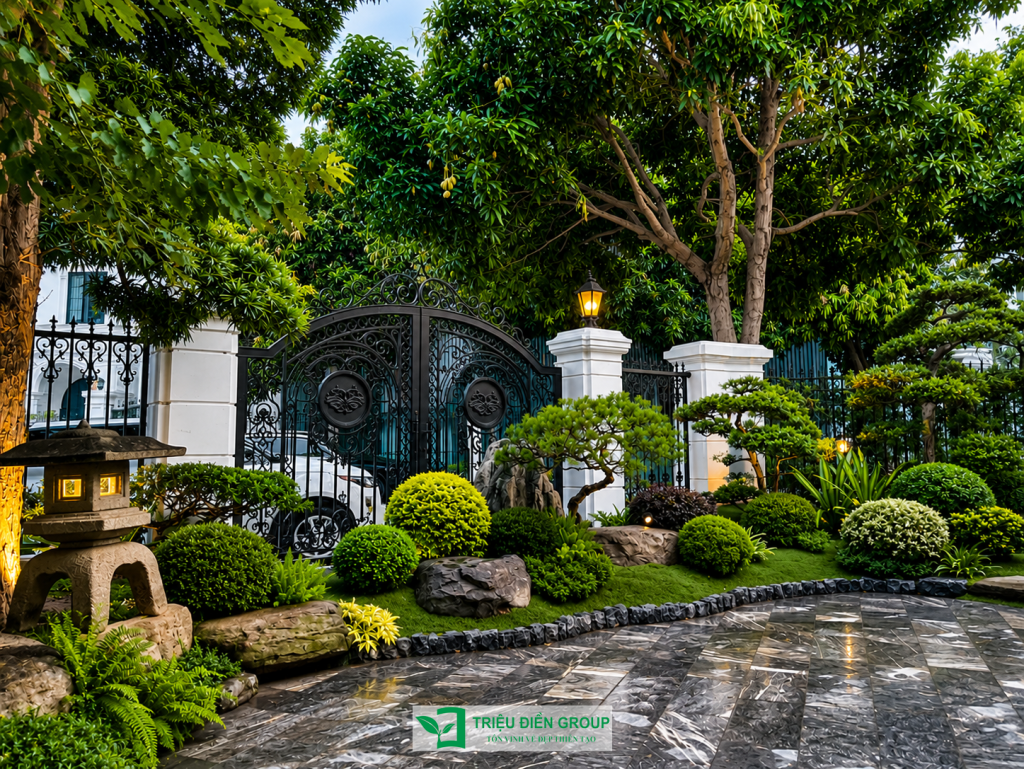 Thiết kế cảnh quan sân vườn biệt thự tại Nguyệt Quế – Vinhomes Riverside 2 Thiết kế thi công sân vườn trọn gói tại hà nội
